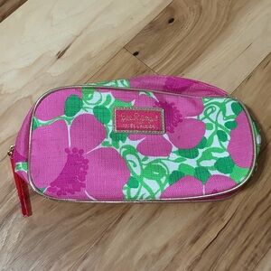 Lilly Pulitzer For Estée Lauder Cosmetic Bag Pink Green Floral Travel Case